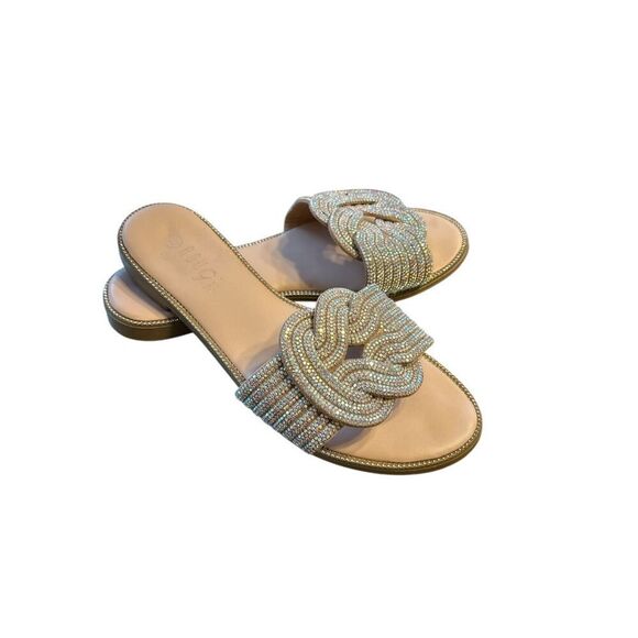 Rouge rhinestone flat sandals size 7.5 - Picture 1 of 4